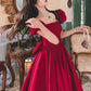 Winter Wine Red Engagement Daily French Princess On The Run Satin Dress - Enfance-Heureuse