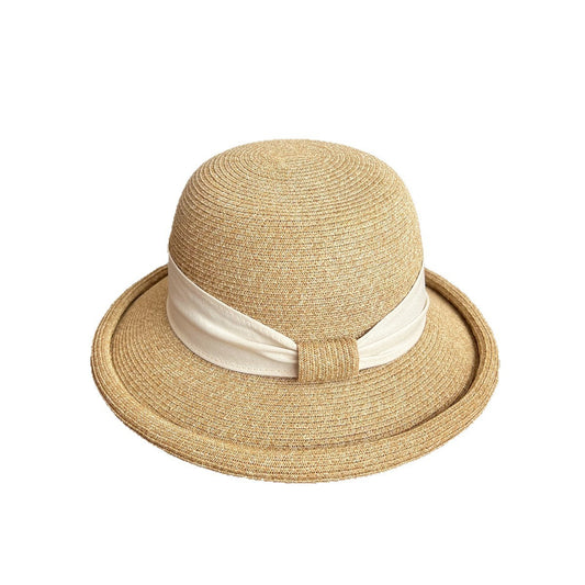 French Straw Sun Protection Bow Curling Temperament Straw Hat