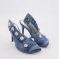 Women's Stiletto Heel Square Toe Denim Metal Rivet Slippers - Enfance-Heureuse