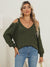 Woven Bottoming Shirt Deep V Off-the-shoulder Pullover Loose Sweater - Enfance-Heureuse