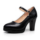 Women's Casual Round Head Chunky Heel Buckle High Heels - Enfance-Heureuse