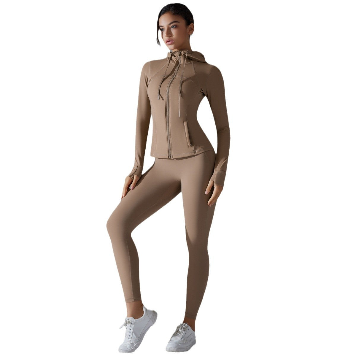 Double-sided Brocade Yoga Zipper Fitness Suit