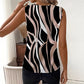 V-neck Sleeveless Shirt With Irregular Line Printed Top - Enfance-Heureuse