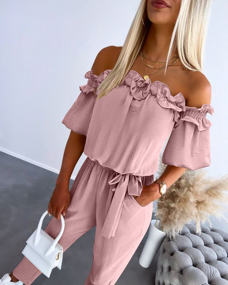 Women's Summer New Off Shoulder Jumpsuits Suit - Enfance-Heureuse