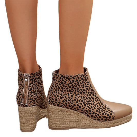 Women's Color-block Wedge Martin Boots - Enfance-Heureuse