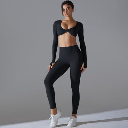 Yoga Clothes Sports Push Up Long Sleeve Workout Clothes Suit - Enfance-Heureuse