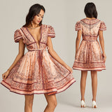 Vacation Style Printed Short Dress - Enfance-Heureuse