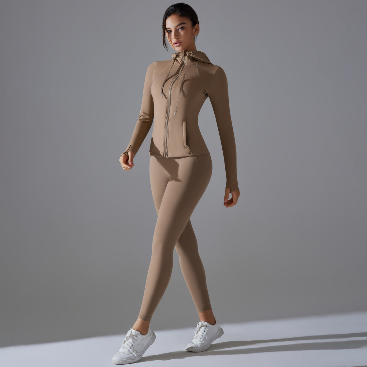 Double-sided Brocade Yoga Zipper Fitness Suit