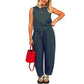 Printed Plaid Loose Casual Sleeveless Vest Pants Suit - Enfance-Heureuse