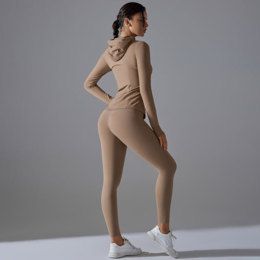 Double-sided Brocade Yoga Zipper Fitness Suit - Enfance-Heureuse