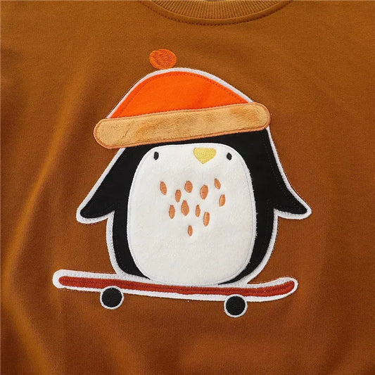 Jumping Meters Long Sleeve Penguin Applique Sweatshirts Cotton Baby Clothes Hot Selling 2-7T Children's Tops Shirts - Enfance-Heureuse