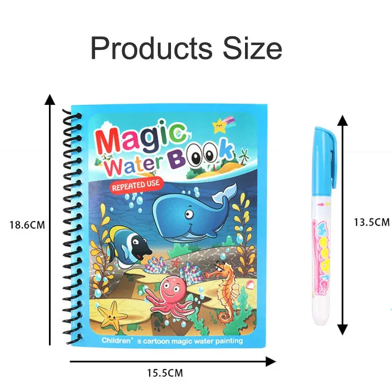 Children Magic Water Drawing Book Reusable Coloring Book Painting Drawing Toys Sensory Early Education Montessori Toys for Kids