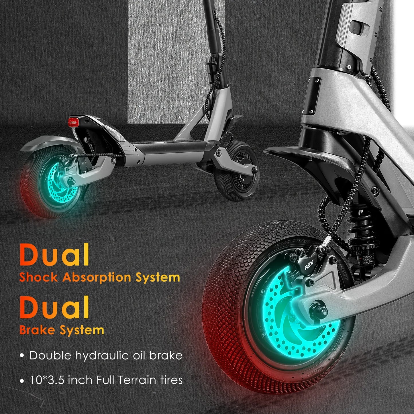 HEZZO F6 Electric Scooter 60V 1600W Dual Motors 10inch Off-road Folding Escooter 23AH Lithium Battery Long Range Full Suspension