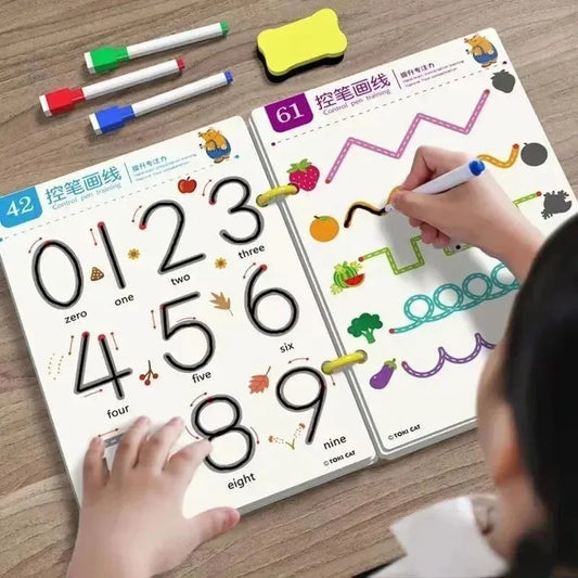 Reusable Magical Tracing Workbook Magic Practice Copybook Control Training Book Children Montessori Drawing Education Stationery - Enfance-Heureuse