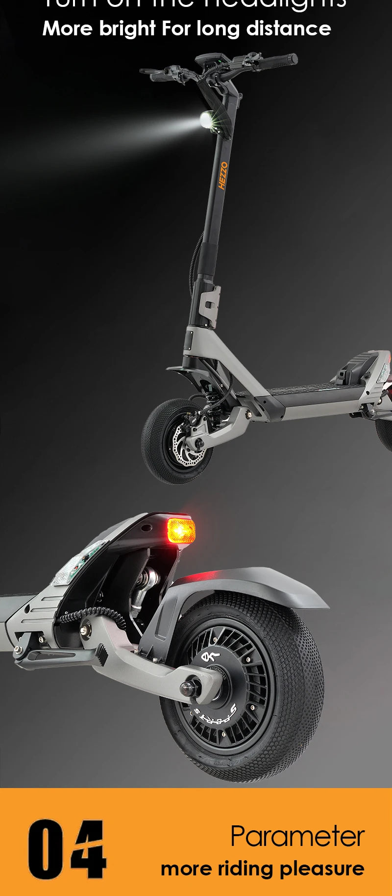 HEZZO F6 Electric Scooter 60V 1600W Dual Motors 10inch Off-road Folding Escooter 23AH Lithium Battery Long Range Full Suspension