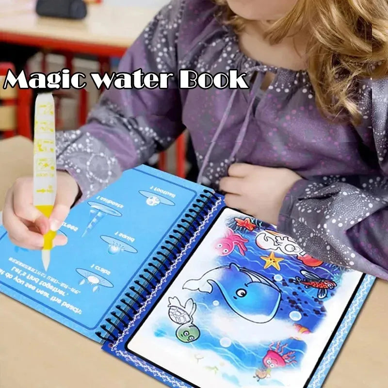 Children Magic Water Drawing Book Reusable Coloring Book Painting Drawing Toys Sensory Early Education Montessori Toys for Kids