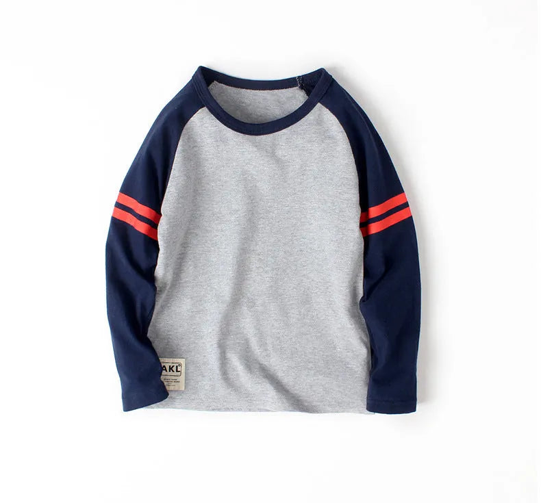 Children's Contrast Print Cartoon Long-sleeved T-shirt - Enfance-Heureuse