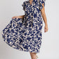 Umgee Full Size Floral Collared Ruffle Cap Sleeve Midi Dress Plus Size
