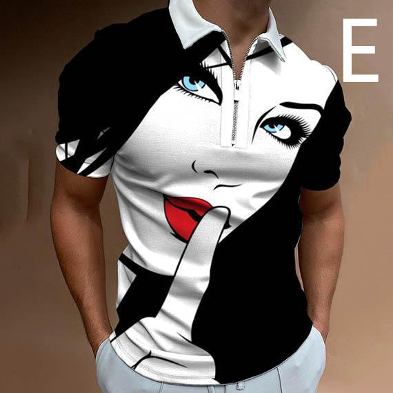 Shirts For Men Face Art Print Short Sleeve Tshirts Streetwear Mens - Enfance-Heureuse