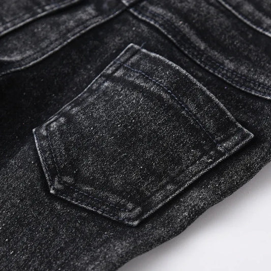 Children's High Elastic Fitting Denim Trousers - Enfance-Heureuse