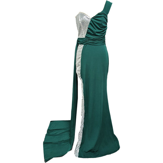 Elegant Heavy Work Gilding Split Expansion Skirt Ball Evening Dress - Enfance-Heureuse