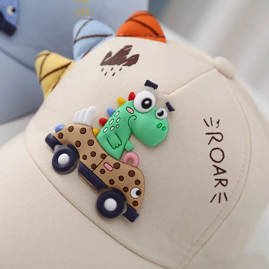 Dinosaur Car Peaked Cap Korean Style Boys And Girls Embroidery - Enfance-Heureuse