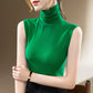 Ladies New Turtleneck Grenadine Solid Color Waist Tight Sleeveless Top - Enfance-Heureuse