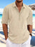Men's Full Size Casual Linen Long Sleeve Polo Shirt Plus Size - Enfance-Heureuse