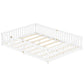 Queen Size Bed Floor Bed With Safety Guardrails And Door For Kids, White - Enfance-Heureuse