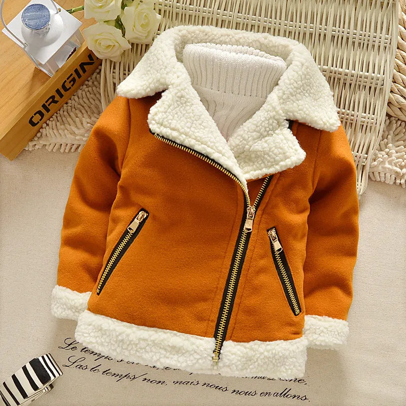Children's Thickened Fleece Wool Top Lamb Wool Coat - Enfance-Heureuse