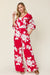 Double Take Full Size Printed Tie Back Wide Leg Jumpsuit - Enfance-Heureuse
