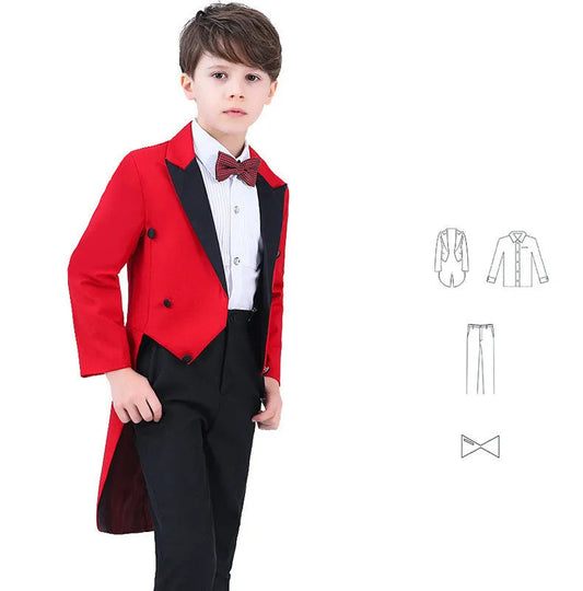 Children's Tuxedo Men's Dress Suit Performance Costume - Enfance-Heureuse