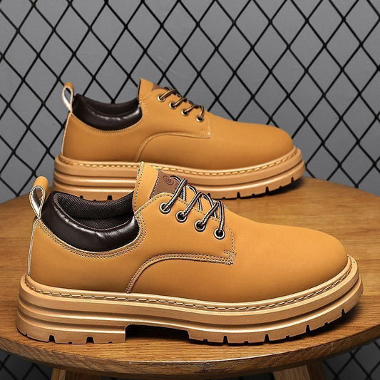 Autumn New Breathable Martin Men's Platform Leather Shoes Casual Boots - Enfance-Heureuse