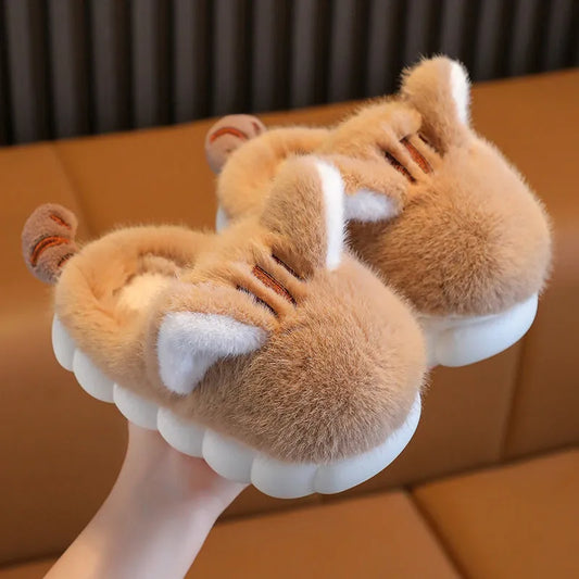 Children's Cotton Slippers, Cute Kitten, Warm And Cold Resistant, Thick Soft Sole - Enfance-Heureuse