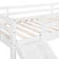 Twin Size Loft Bed Wood Bed With Slide, Stair And Chalkboard,White - Enfance-Heureuse