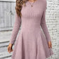 Ribbed Round Neck Long Sleeve Mini Dress - Enfance-Heureuse