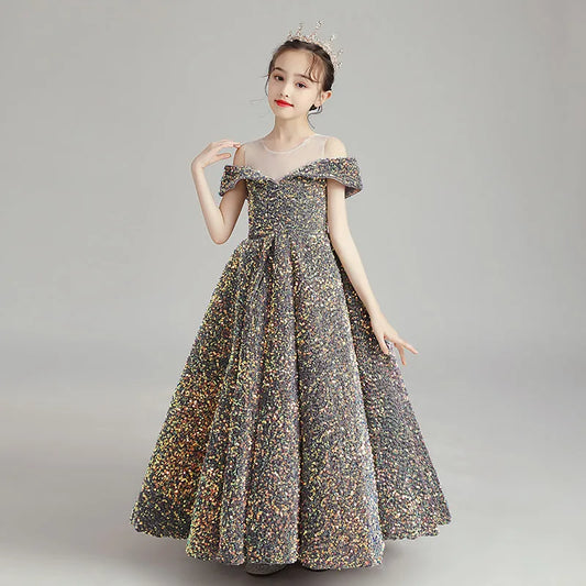 Birthday Princess Dress Little Girl Host High-end Piano Costumes - Enfance-Heureuse