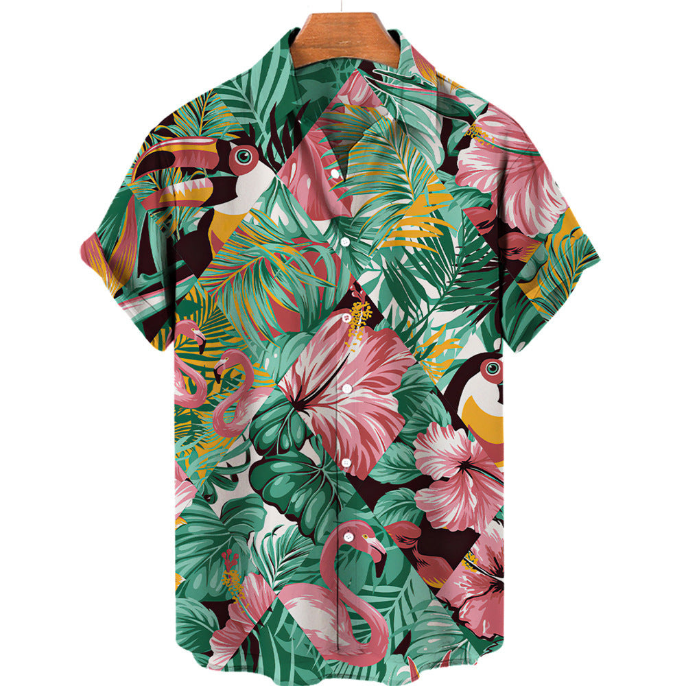 Men's 3D Digital Printing Tropical Forest Animal Hawaiian Shirt - Enfance-Heureuse