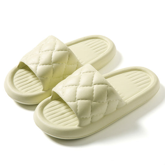 New Rhombus Home Slippers Summer Non-slip Floor Bathroom Slipper Lightweight Simple House Shoes For Women Men - Enfance-Heureuse