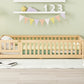 Twin Size Bed Floor Bed With Safety Guardrails And Door For Kids, Natural - Enfance-Heureuse