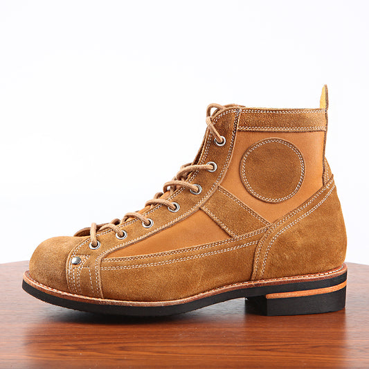 Leather Stitching Paratrooper Work Ankle Boots - Enfance-Heureuse