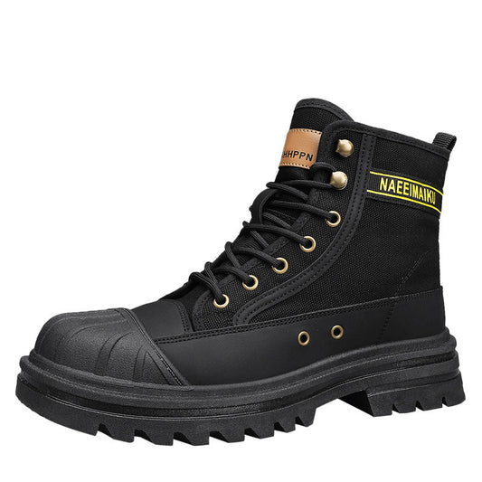 Thick-soled Canvas Casual Sports Men's All-match Work Motorcycle Boots - Enfance-Heureuse