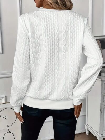Texture Half Zip Long Sleeve Sweatshirt - Enfance-Heureuse