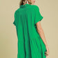 Umgee Full Size Raw Hem Folded Sleeve Tiered Dress Plus Size