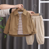 Boys Spring Clothing New Baby Child Clothes Handsome Long Sleeve Three-piece Suit - Enfance-Heureuse