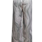 Ladies' Contrasting Printed Waist Strap Details, Loose Pleated Casual Style Wide Leg Pants - Enfance-Heureuse