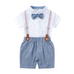 Boys Gentleman Bow Tie Backstrap Shorts Set - Enfance-Heureuse