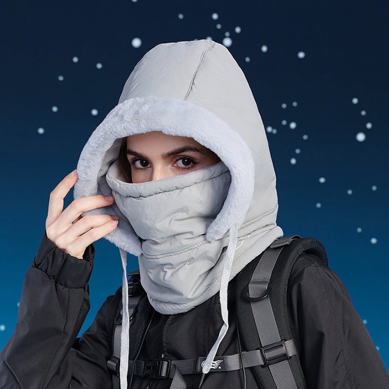 Winter Cycling Warm-keeping And Cold-proof Neck Protection One-piece Hat Fleece-lined