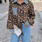 INS Leopard Striped Patchwork Shirt Fashion Casual Long-sleeved Button Lapel Top Women's Clothing - Enfance-Heureuse