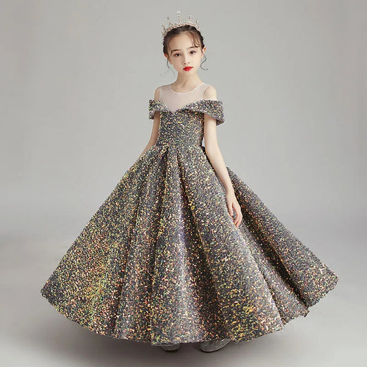 Birthday Princess Dress Little Girl Host High-end Piano Costumes - Enfance-Heureuse